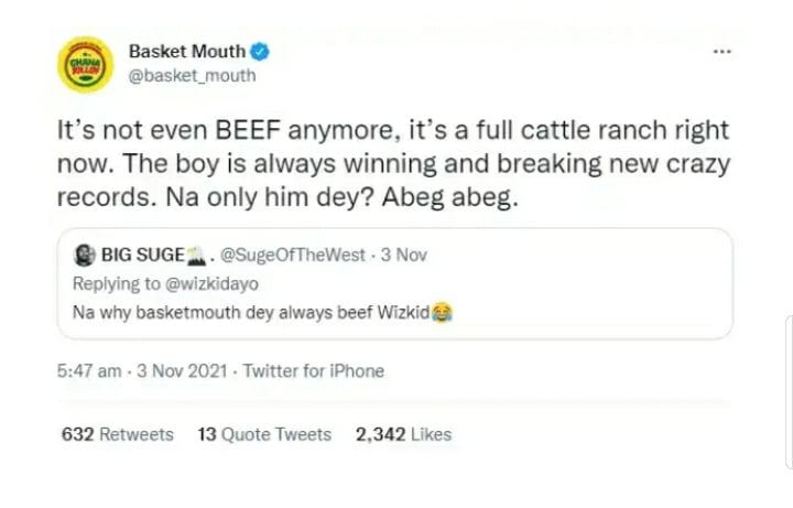 Basketmouth Publicly Reveals Why He Is Beefing Wizkid (Photos)