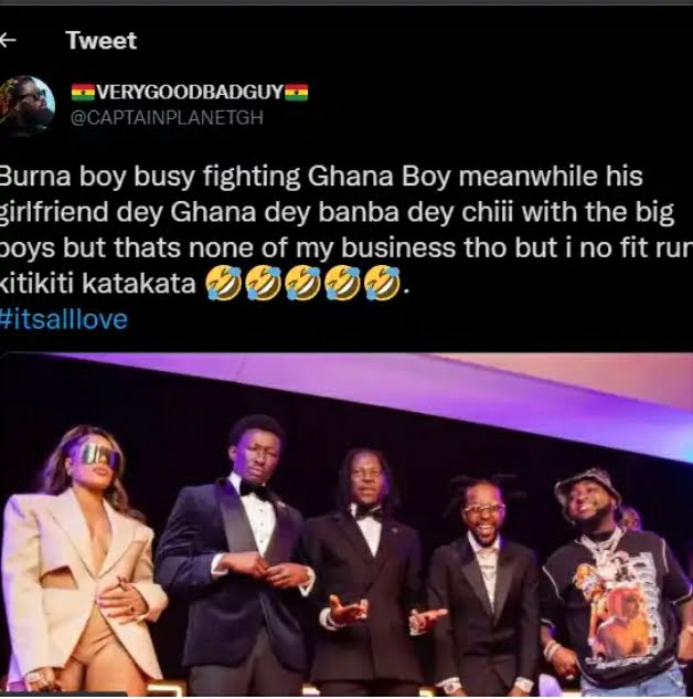 Burna Boy is battling Shatta Wale, while his girlfriend Stefflon Don is hanging out with big men, according to artist Captain Planet.